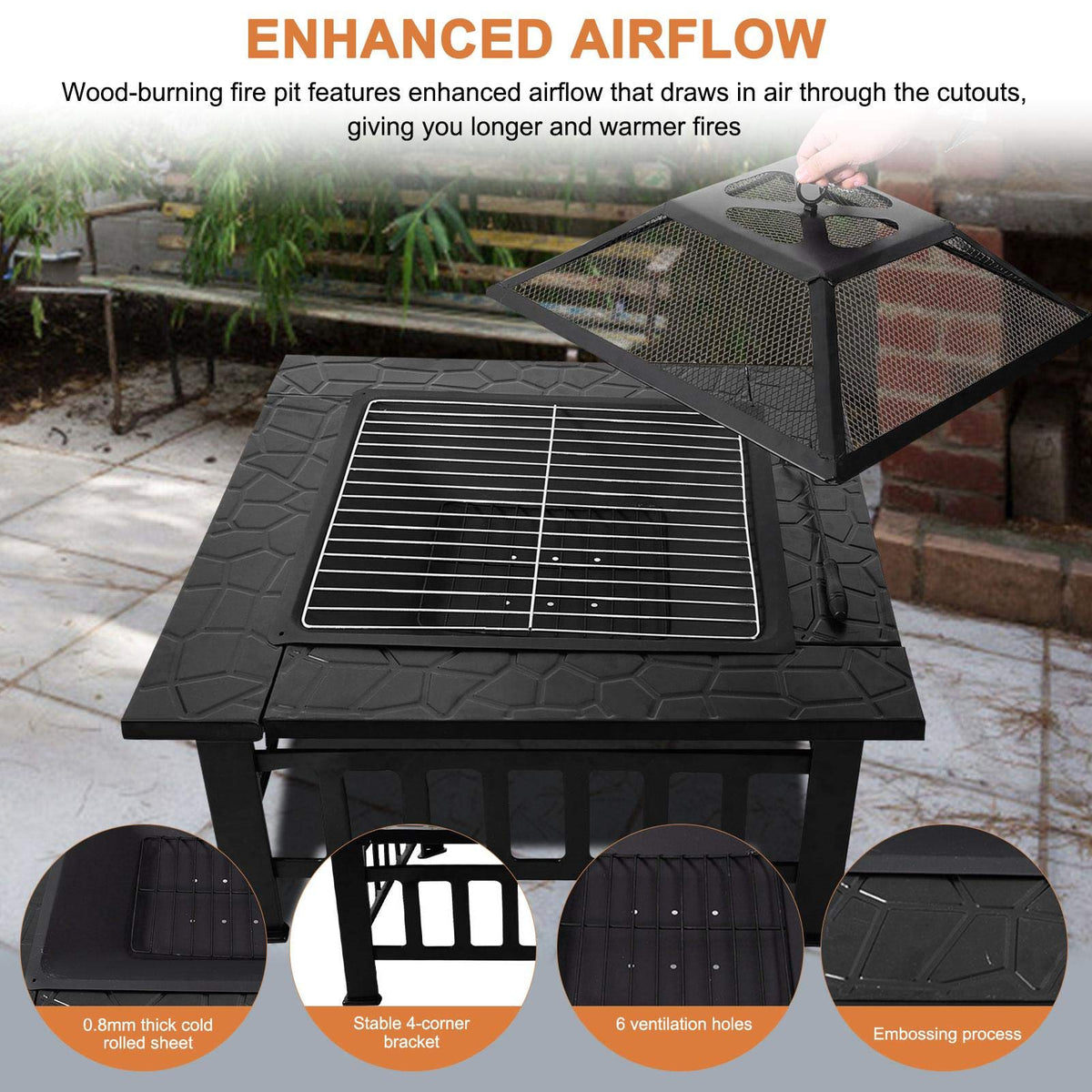 32 inch Wood Burning Outdoor Fire Pit V289