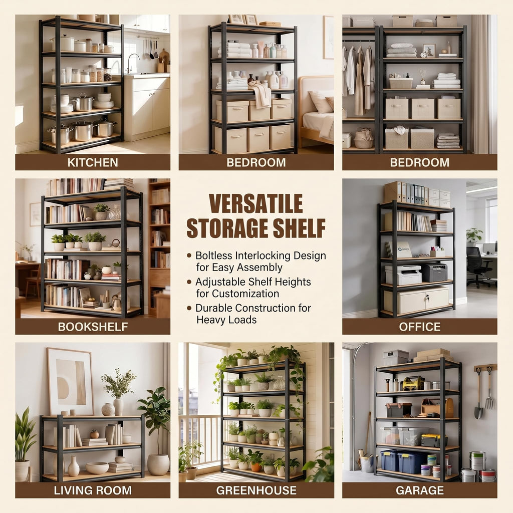 5 Tier Adjustable Wooden Bookshelf X37032
