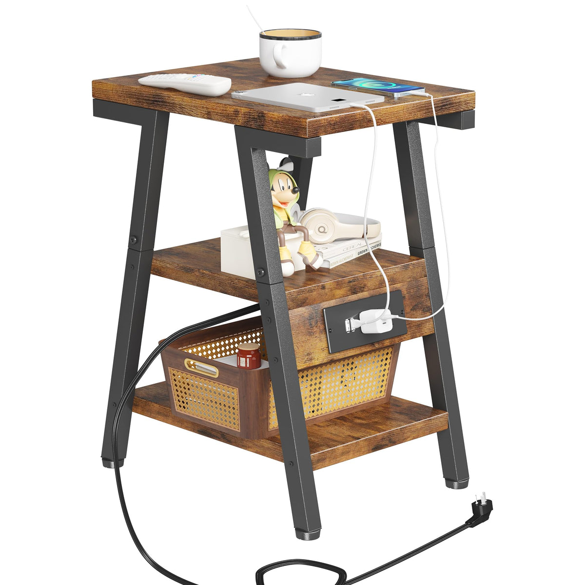 3-Tier Side Table with Charging Station T9429