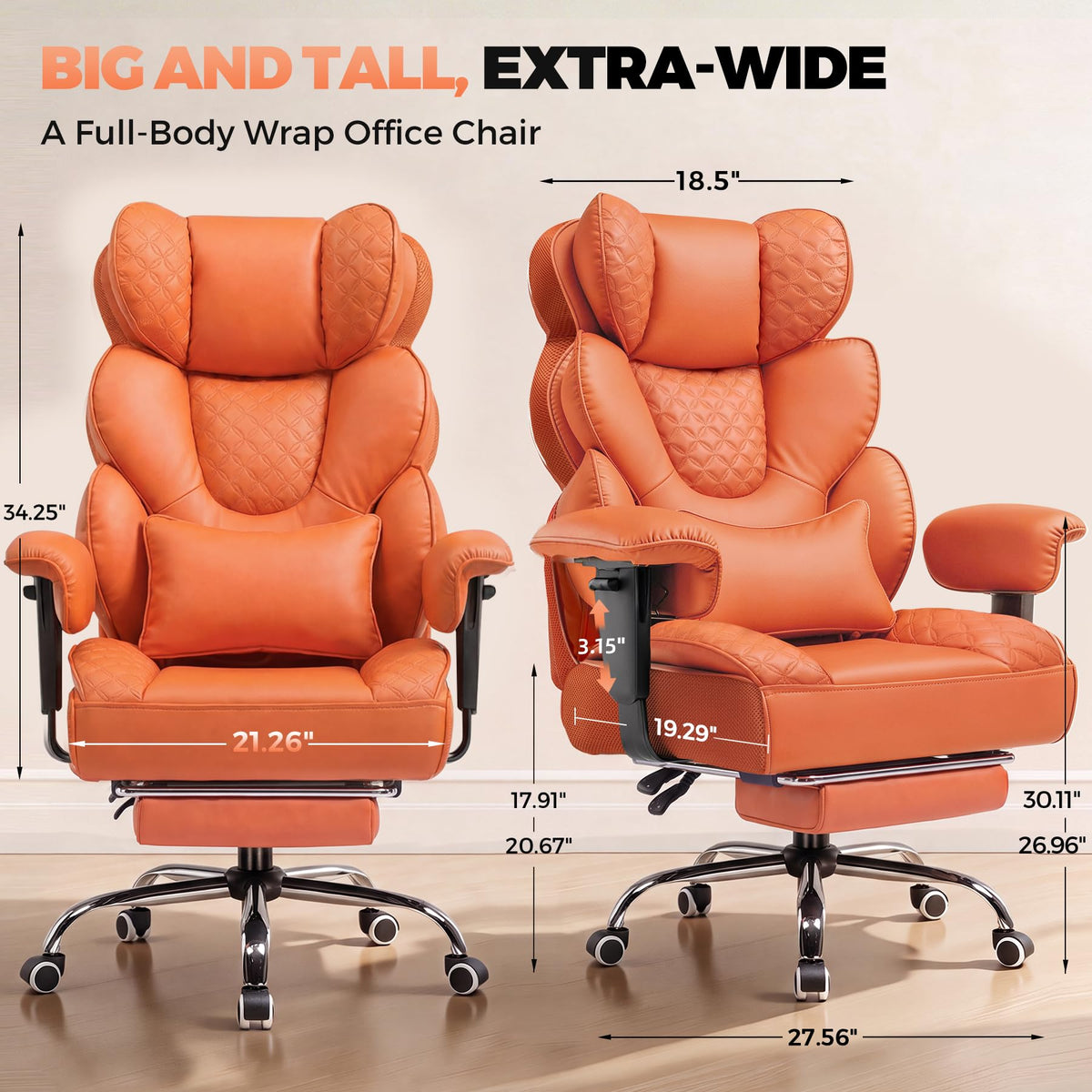 Big and Tall High Back Executive Chair with Footrest R6715