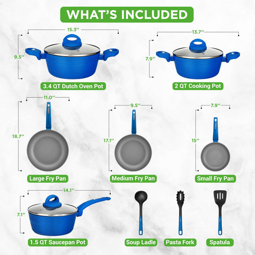12 Pc Blue Nonstick Cookware Set Z148550