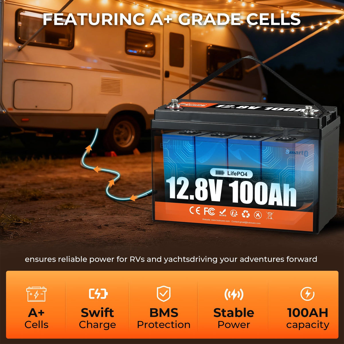 12V 100Ah LiFePO4 Lithium Battery with Bluetooth P685