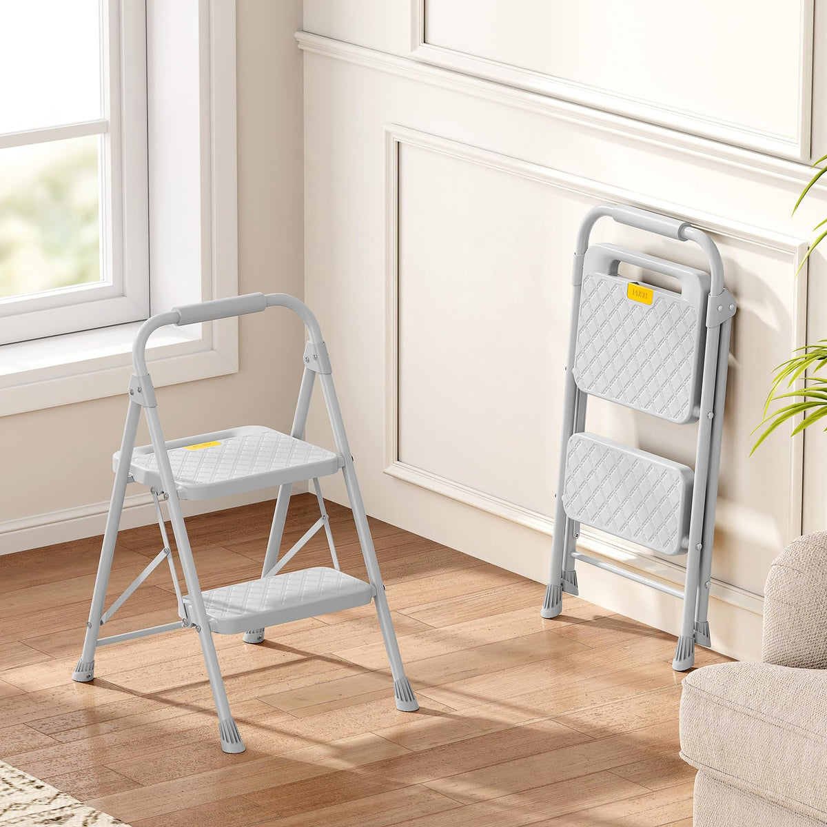 2 Step Folding Steel Ladder with Handrails O2380