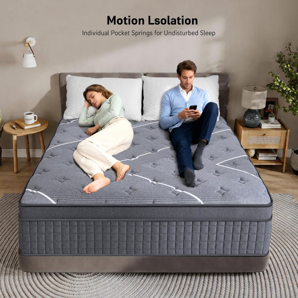 Full Size 12 Inch Gel Memory Foam Pocket Spring Medium Firm Mattress G352