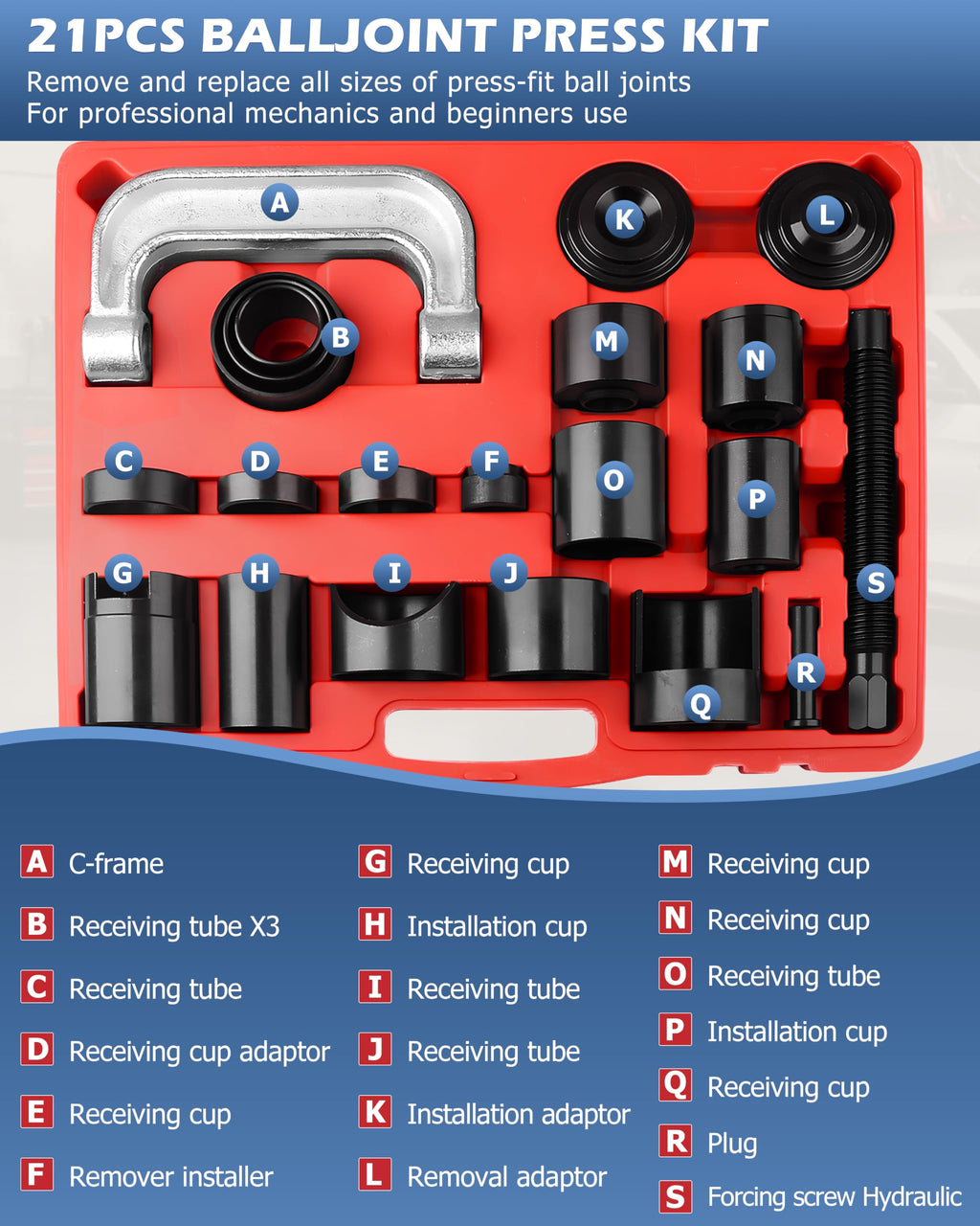 21 Pcs Ball Joint Press Service Kit T5490