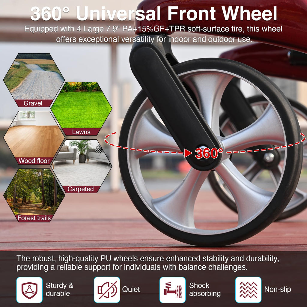 Foldable Rolling Walker with Seat 440 lbs Capacity P458