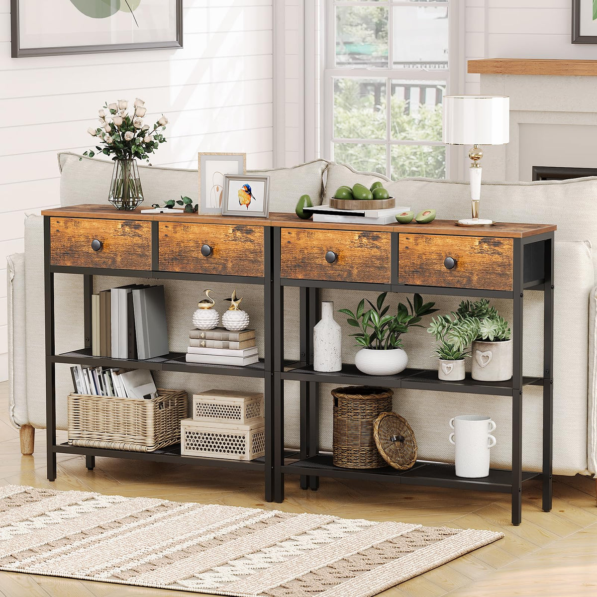 29.5" Narrow Console Table with 2 Fabric Drawers I2703