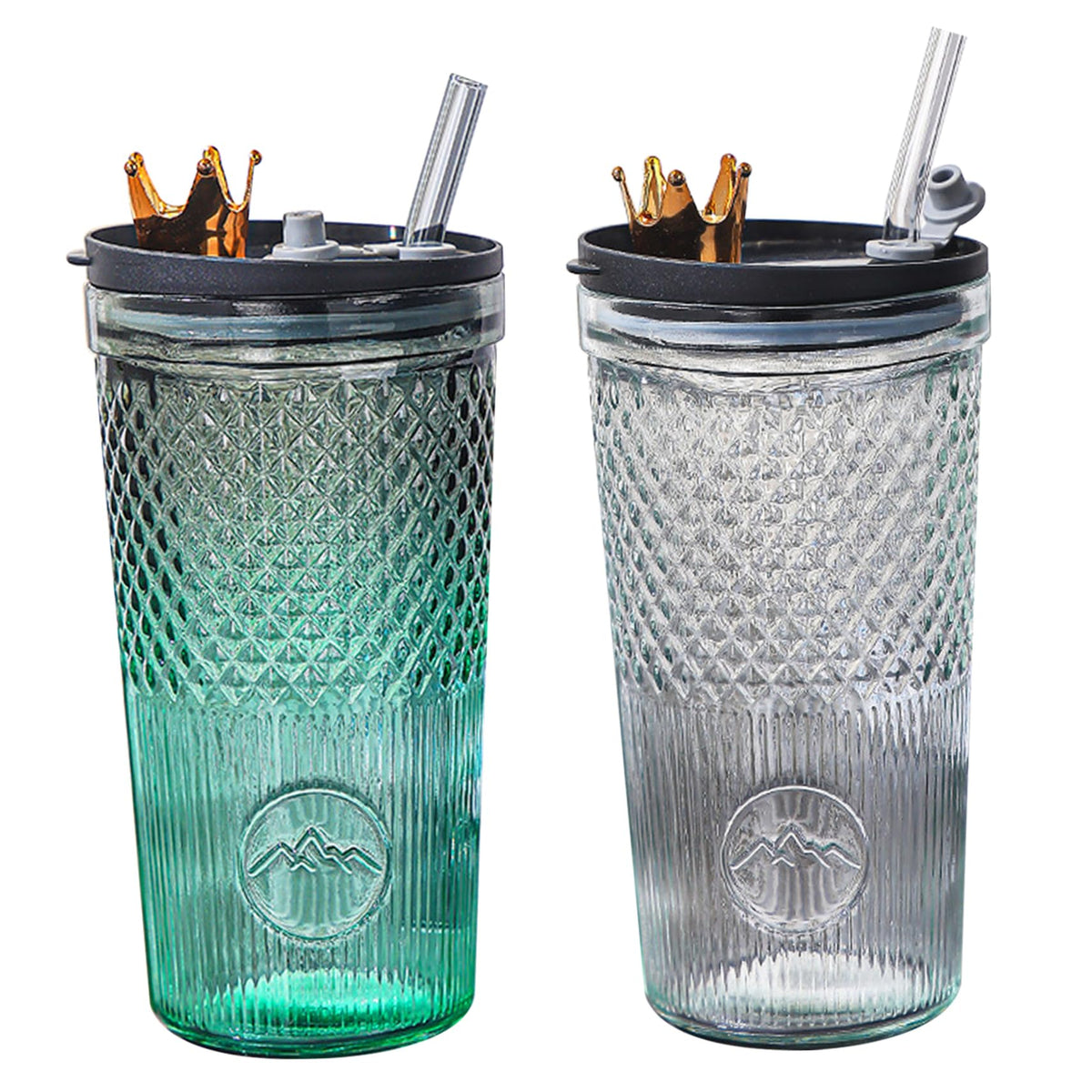 20Oz Glass Tumbler with Straw and Lid R529