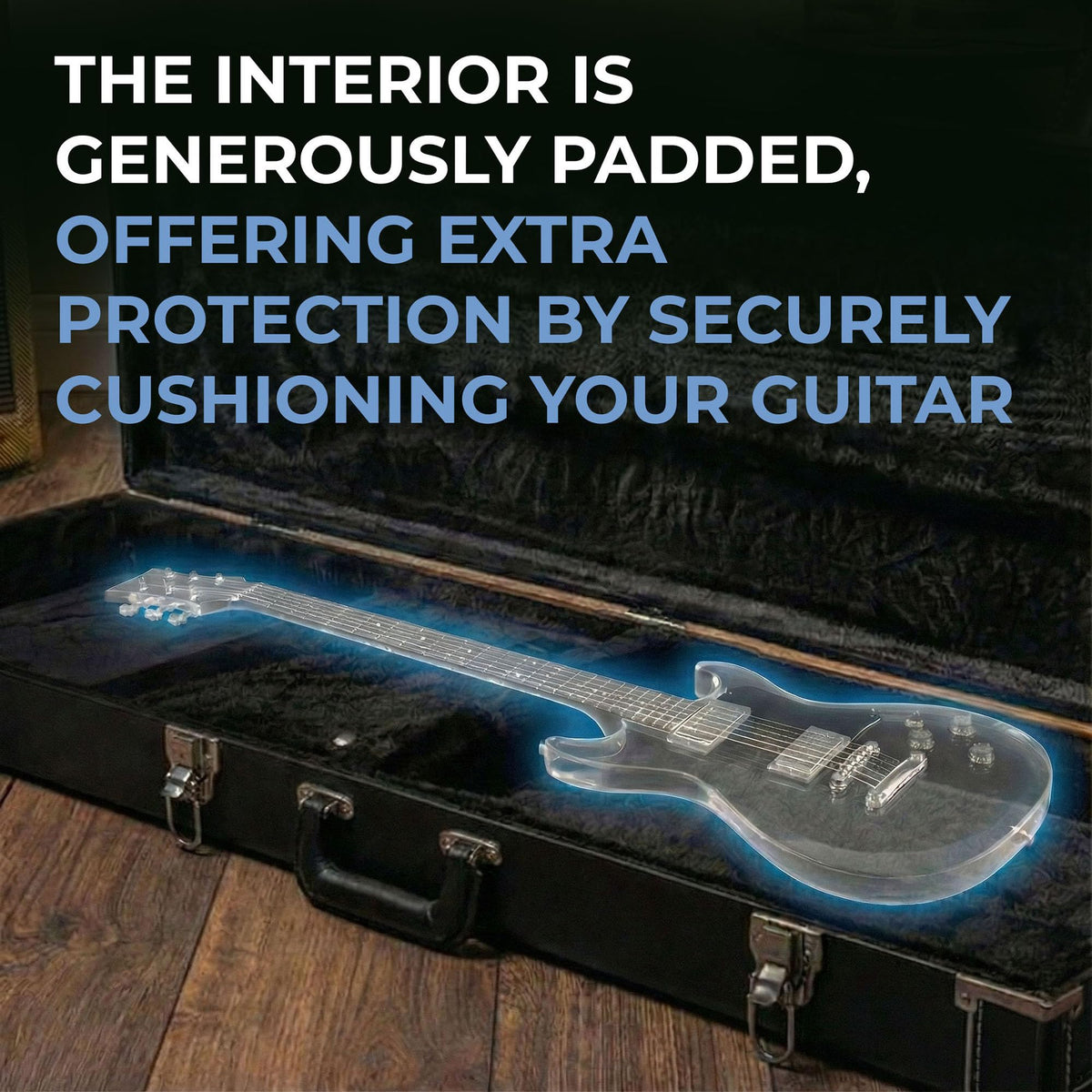 Electric Guitar Hard Case with Lock and Key, Black Q82157