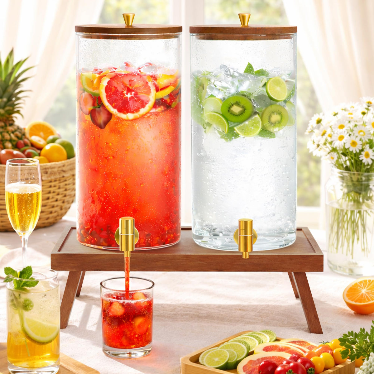 2PCS 1.5 Gallons Glass Drink Dispenser with Spout J90472