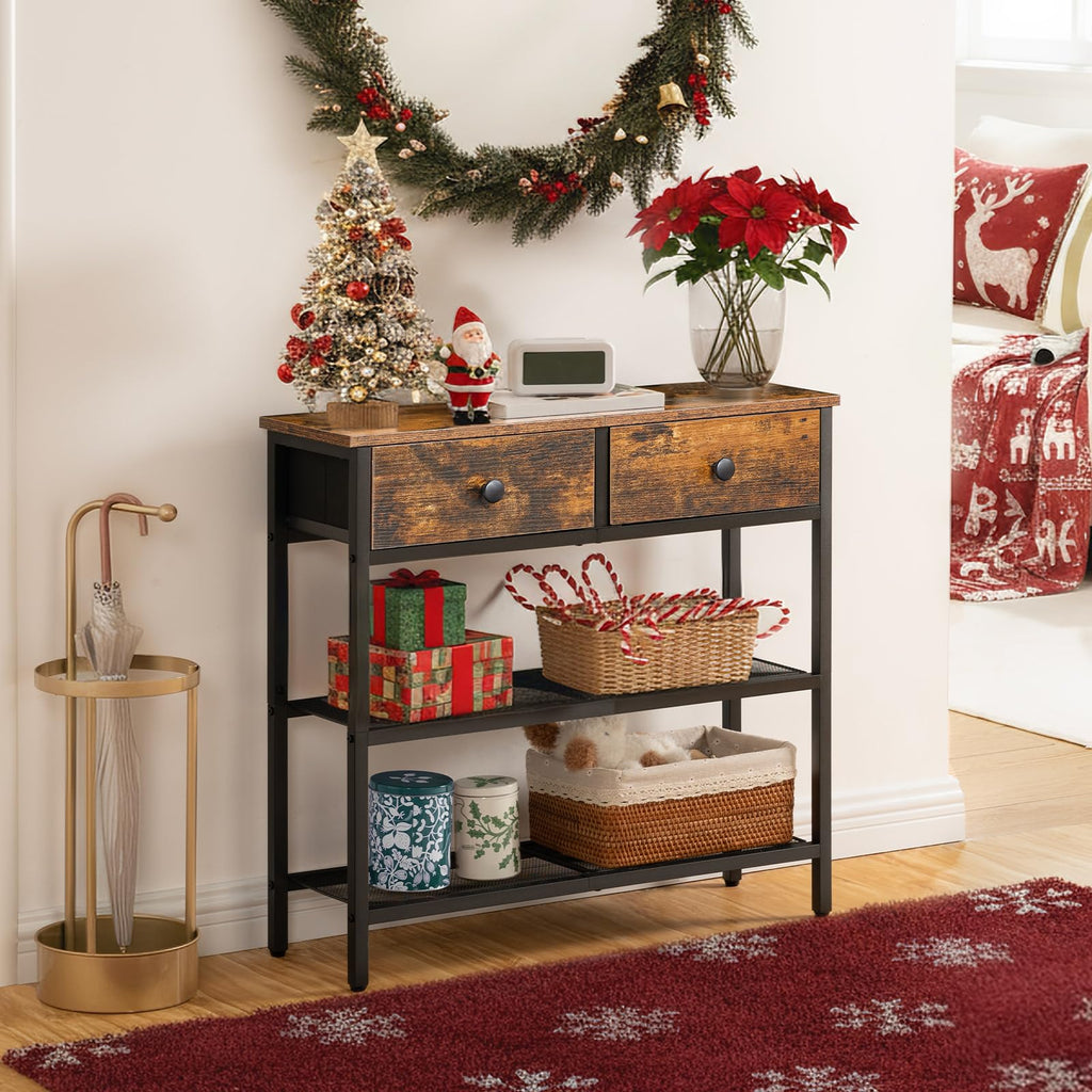 29.5" Narrow Console Table with 2 Fabric Drawers I2703