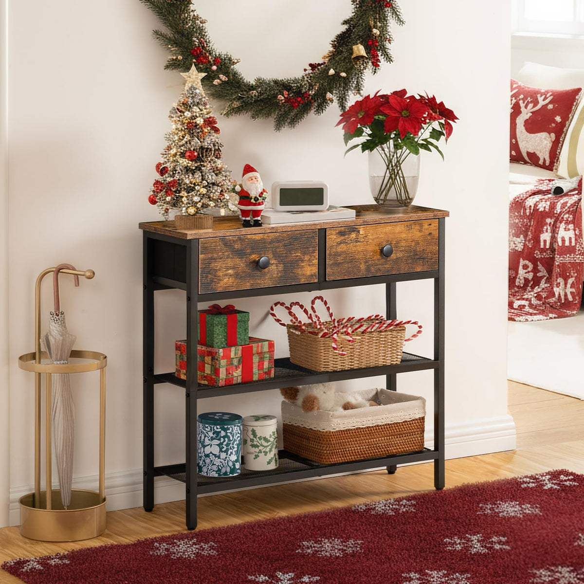 29.5" Narrow Console Table with 2 Fabric Drawers I2703