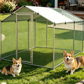Large Outdoor Dog Kennel Heavy Duty Metal Dog Run with Weatherproof Cover E365918
