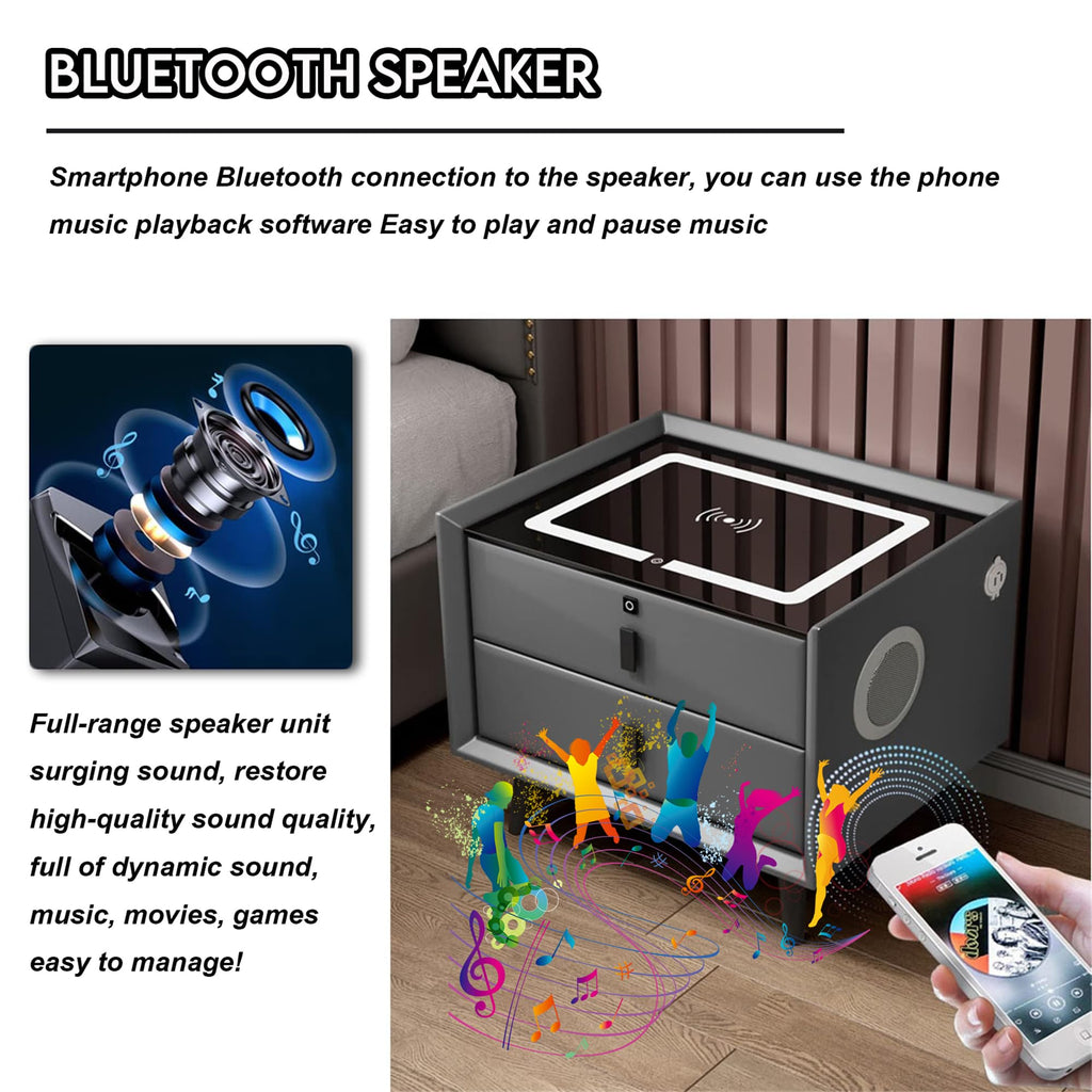Pink 3 Drawer Nightstand with Charging Station and Speakers T109002
