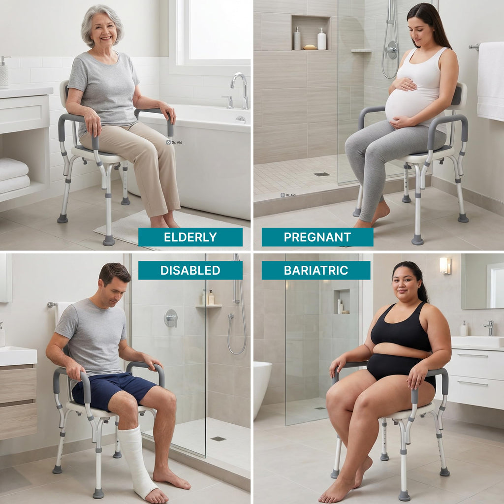 Shower Chair, 6-Height Adjustable, 400 lbs I610182