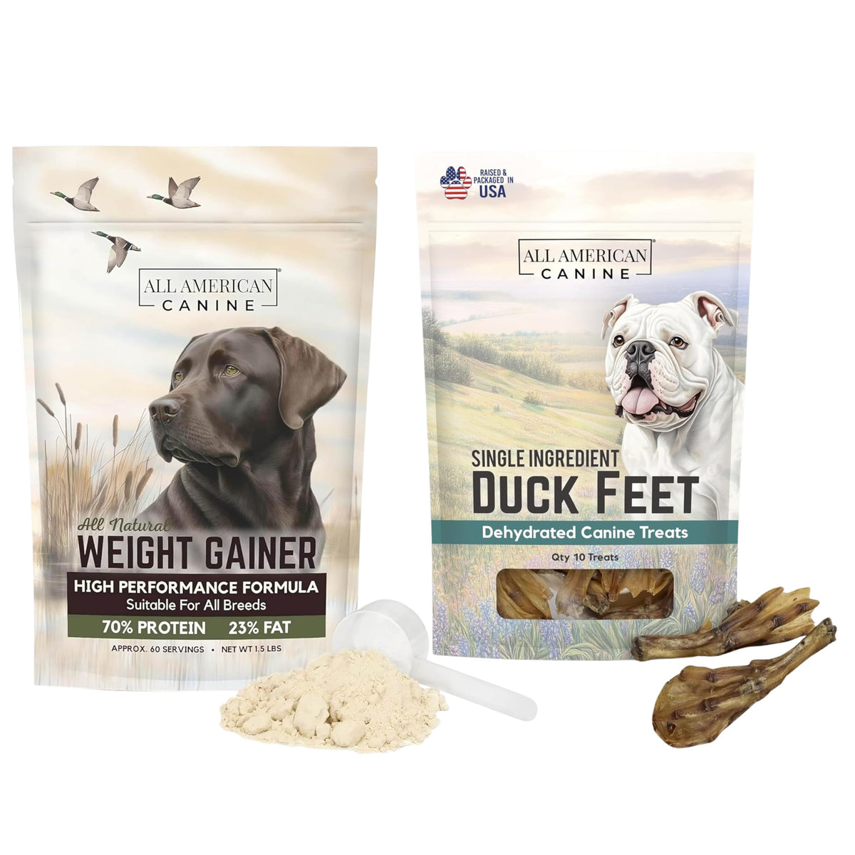 Dog Weight Gainer Powder & Duck Feet Bundle N489489