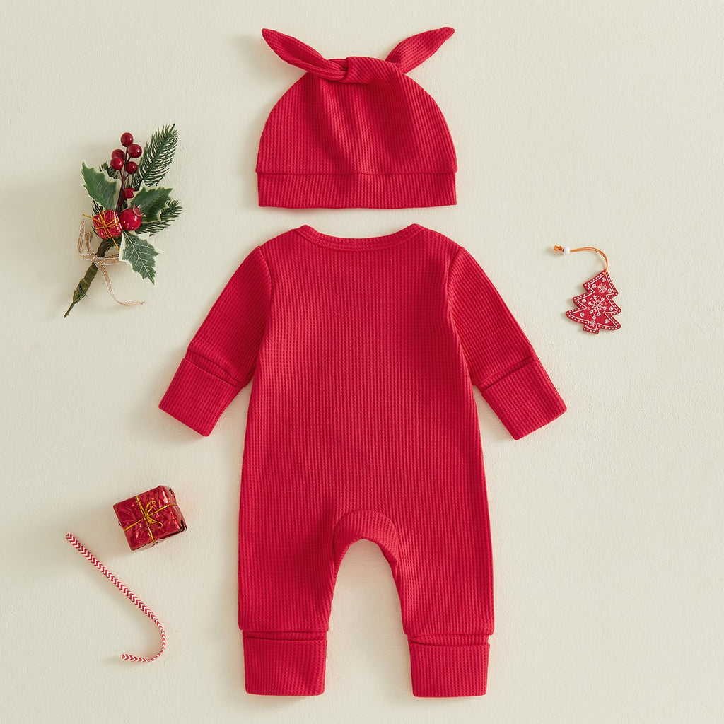 Christmas Baby Romper Jumpsuit Hat Set X4132