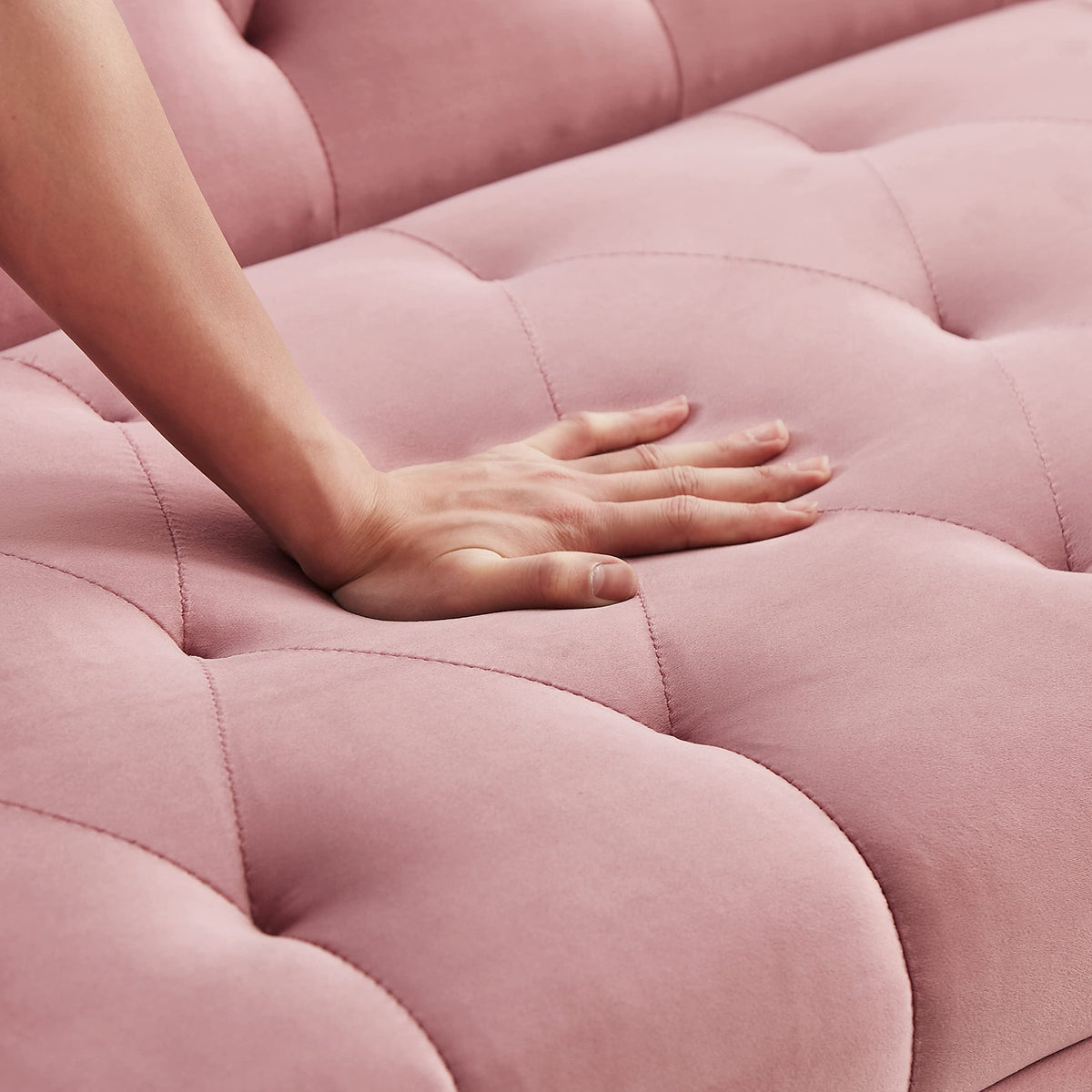 Modern Velvet Sofa Bed Futon with 2 Pillows T25317
