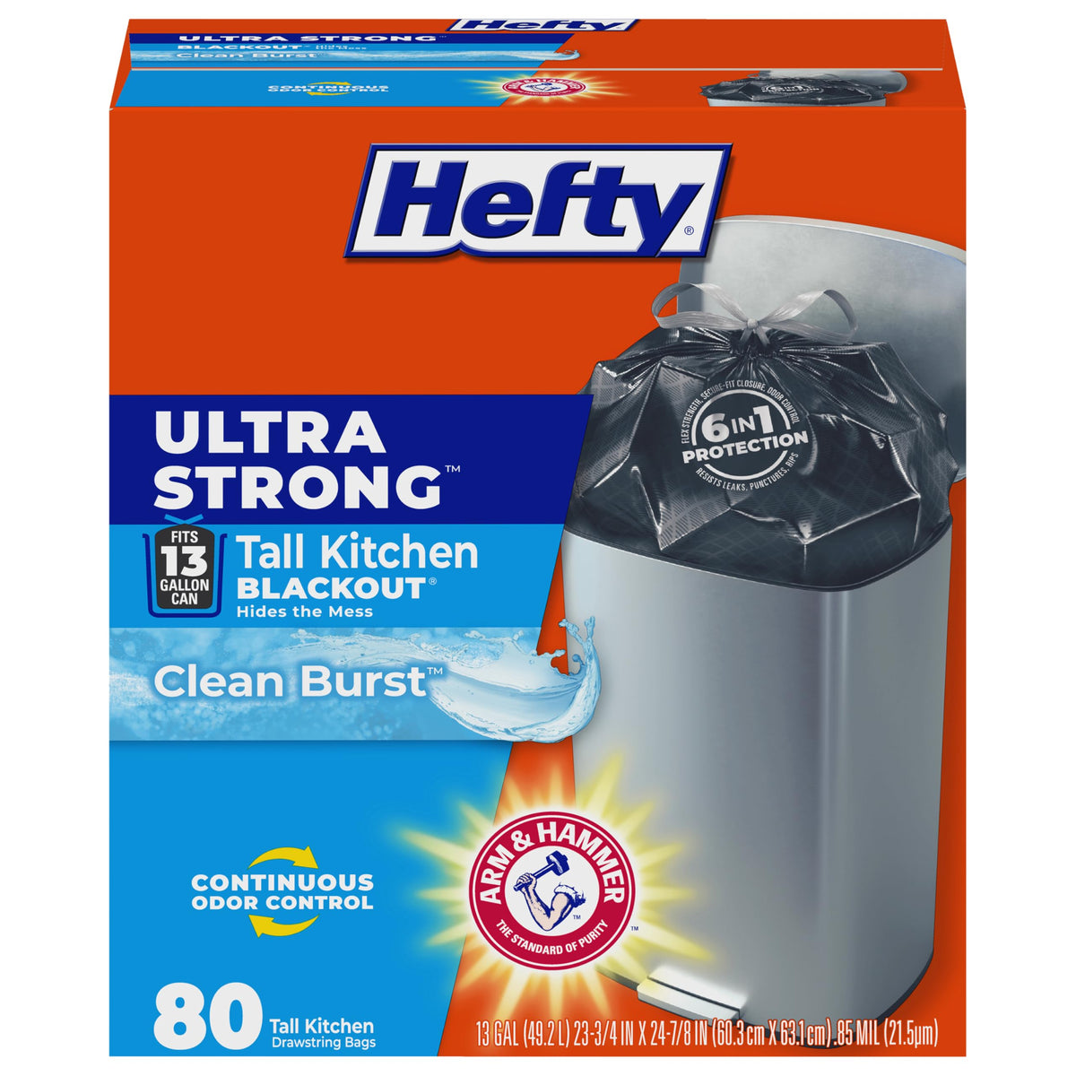 13 Gal Black Kitchen Trash Bags 80ct E706748