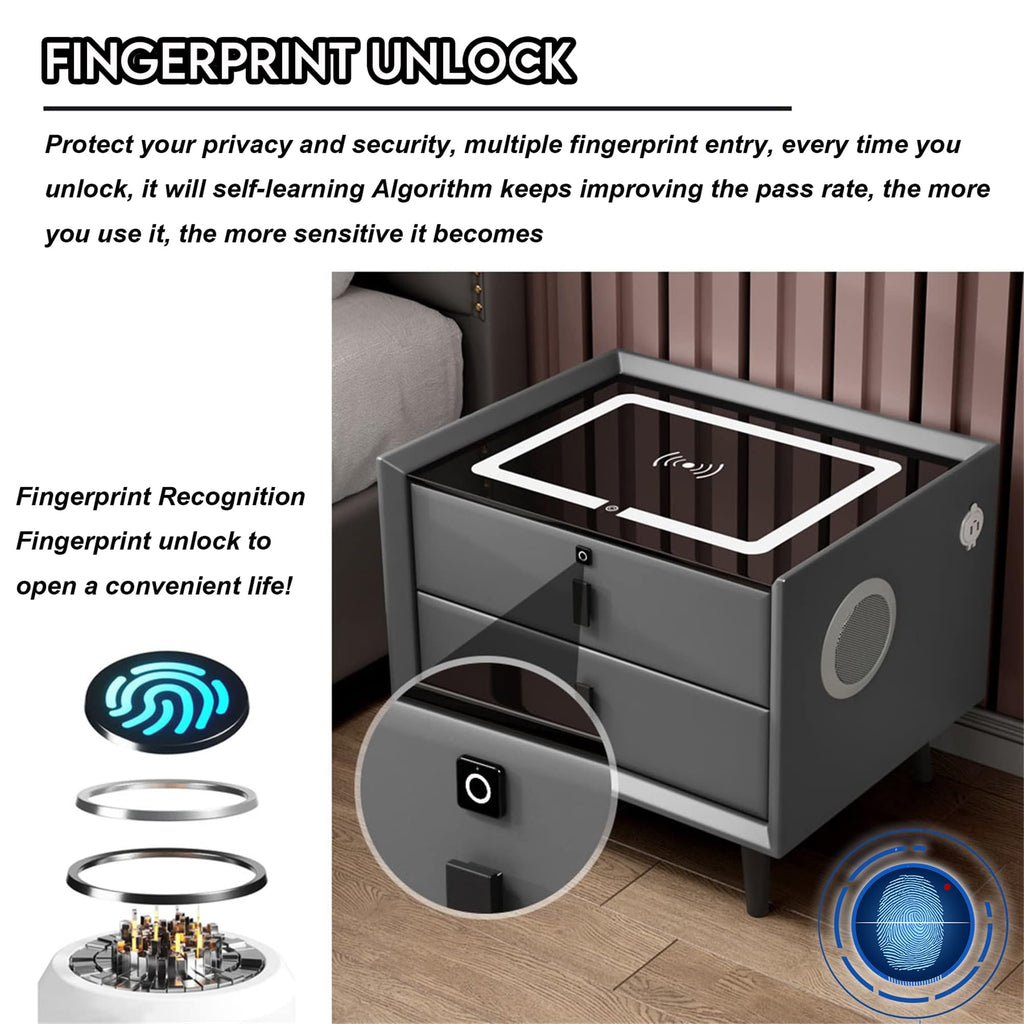Pink 3 Drawer Nightstand with Charging Station and Speakers T109002