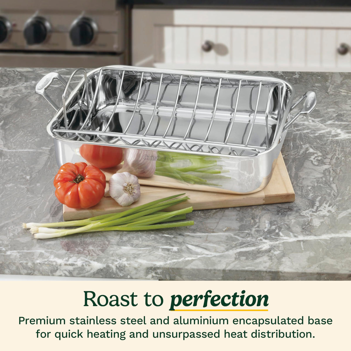 16-Inch Induction Compatible Stainless Steel Roasting Pan with Rack V954318