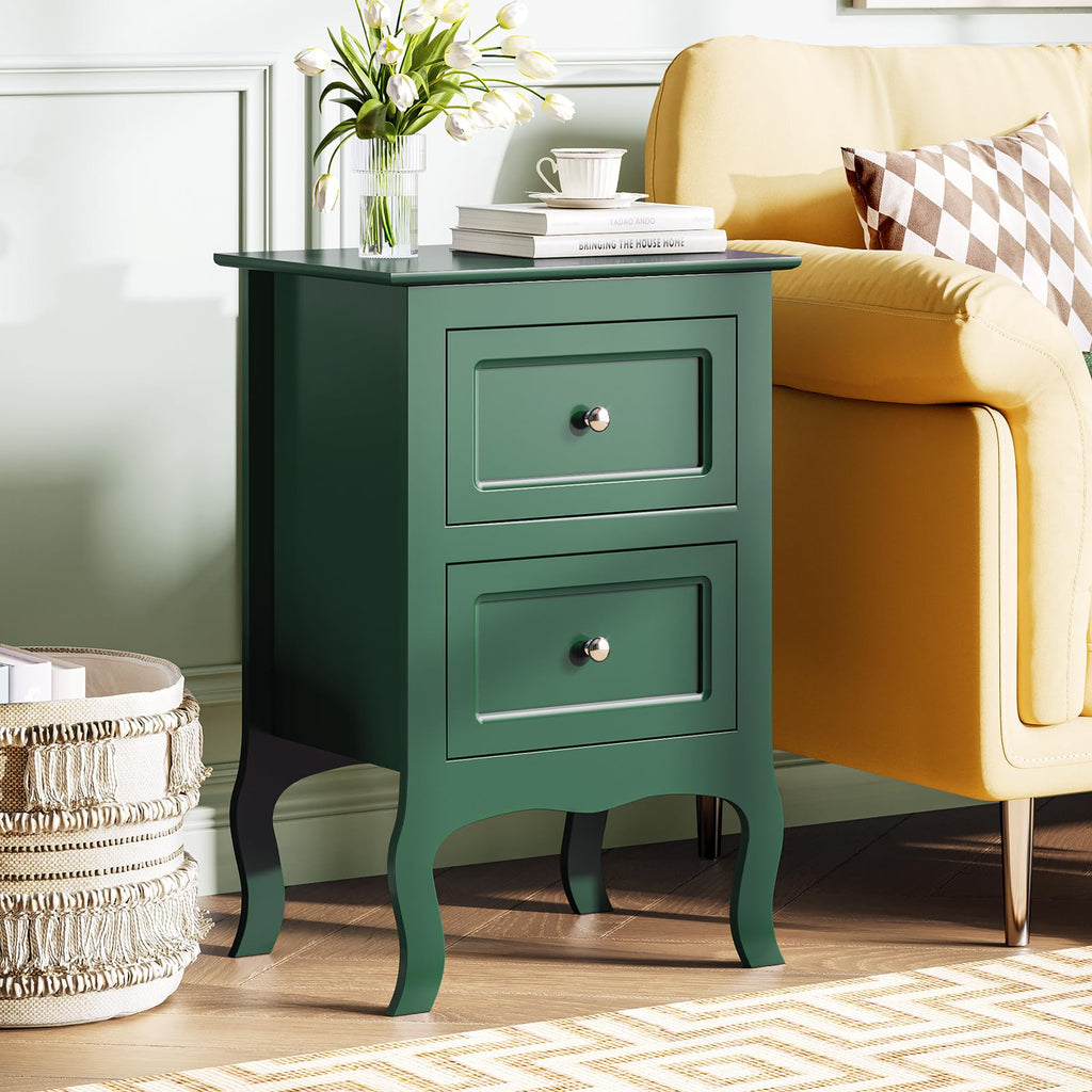 Green Nightstand Set of 2 Wood H6049