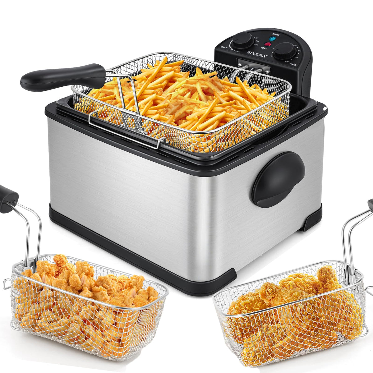 4 Liters Stainless-Steel Electric Deep Fryer with Timer I840525