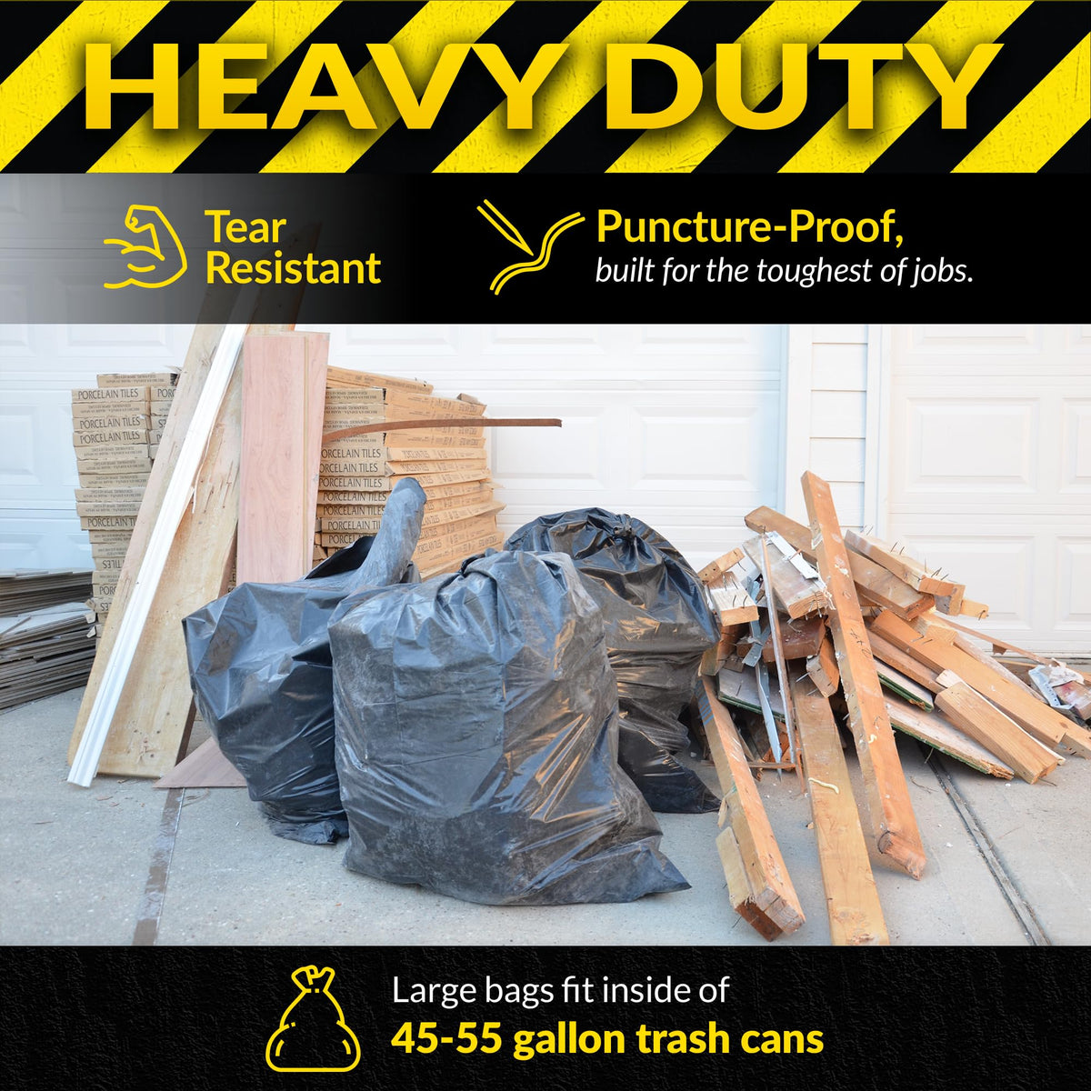 55 Gallon Heavy Duty Garbage Bags Z34904
