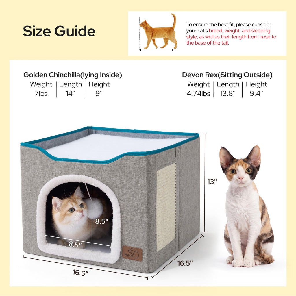 Grey Cat House Bed with Fluffy Ball and Scratch Pad W766