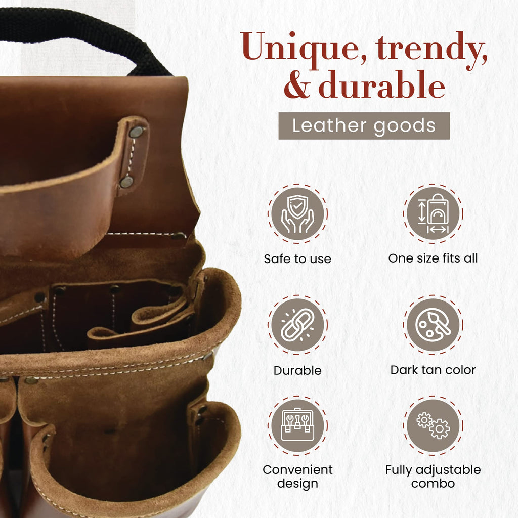 Leather 4 Piece Tool Belt Set with 17 Pockets H9815