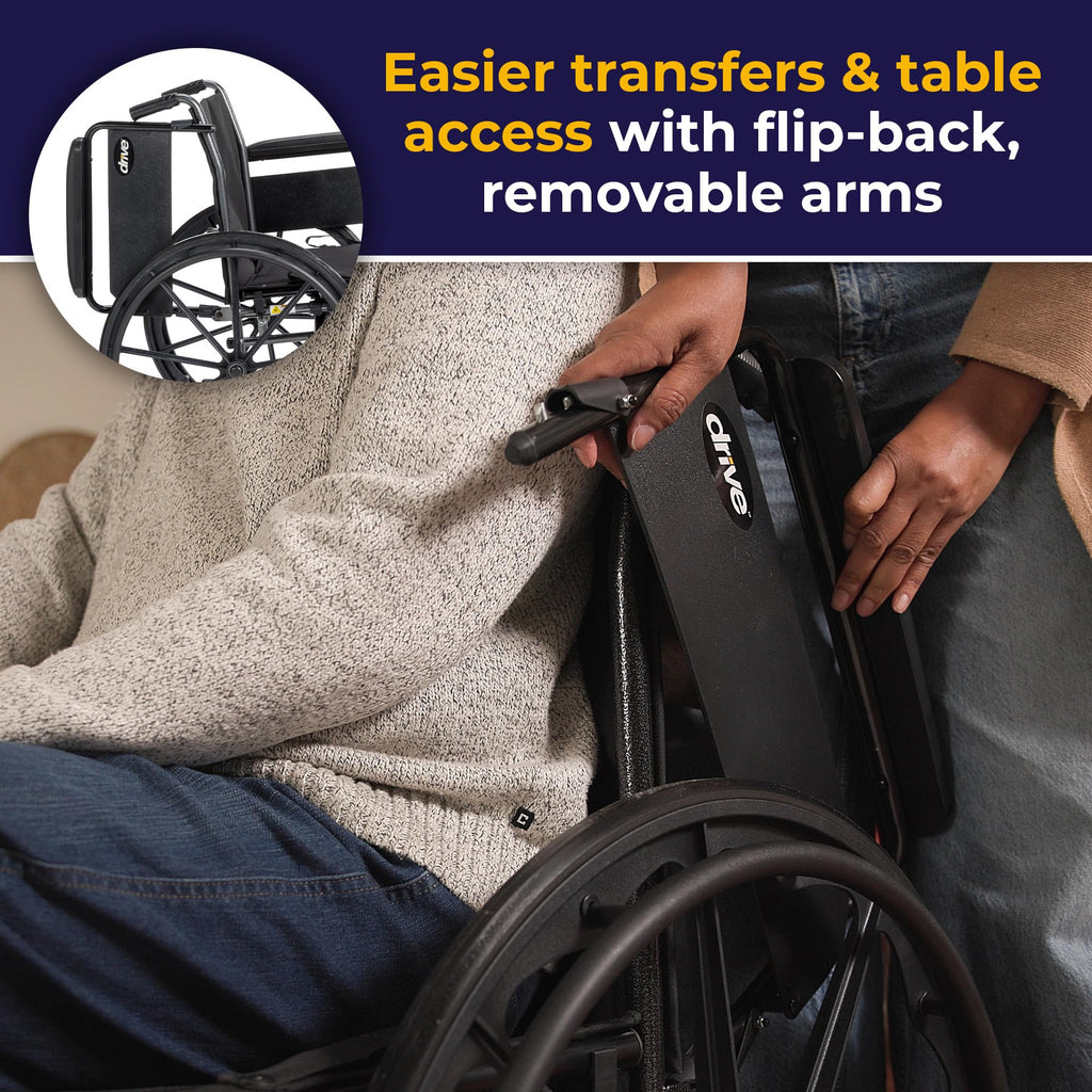Lightweight Wheelchair Full Arms Black 18" H17285