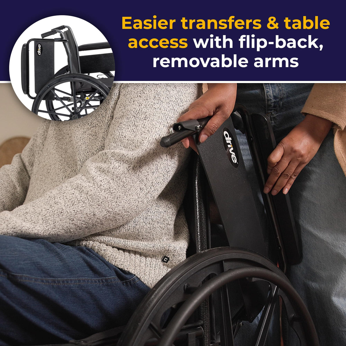 Lightweight Wheelchair Full Arms Black 18" H17285