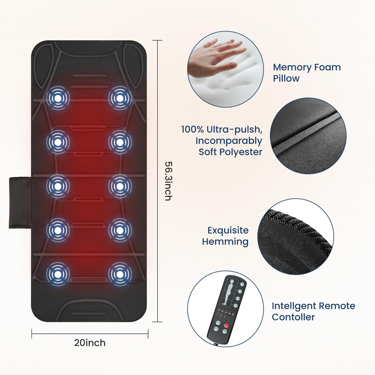 Full Body Massage Mat with Heat U854