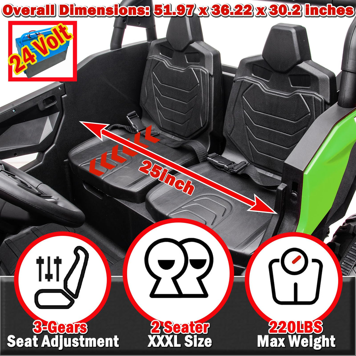 XXXL 2 Seater 24V Kids Side by Side UTV X7531