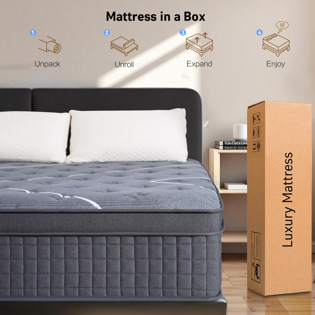 Full Size 12 Inch Gel Memory Foam Pocket Spring Medium Firm Mattress G352