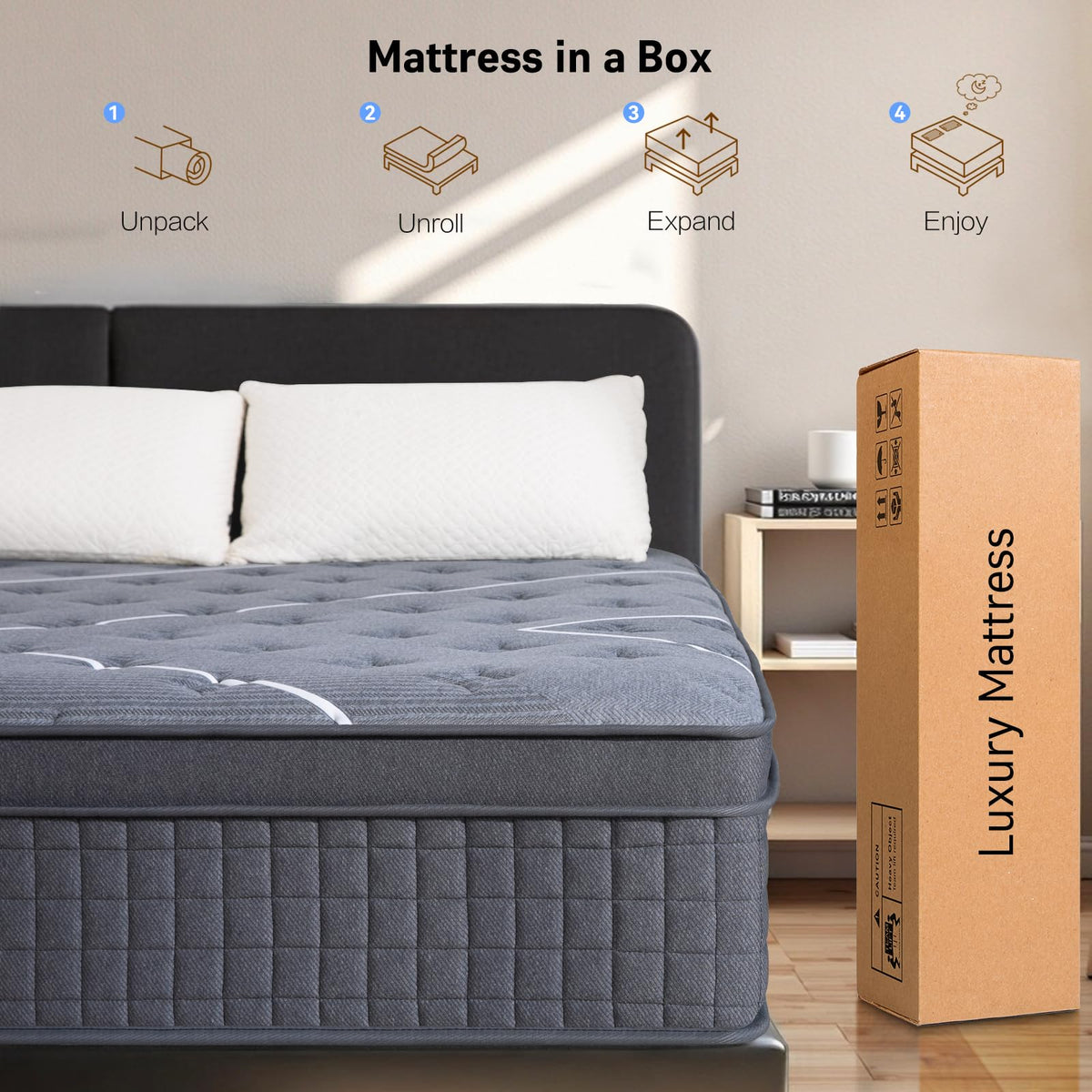 Full Size 12 Inch Gel Memory Foam Pocket Spring Medium Firm Mattress G352