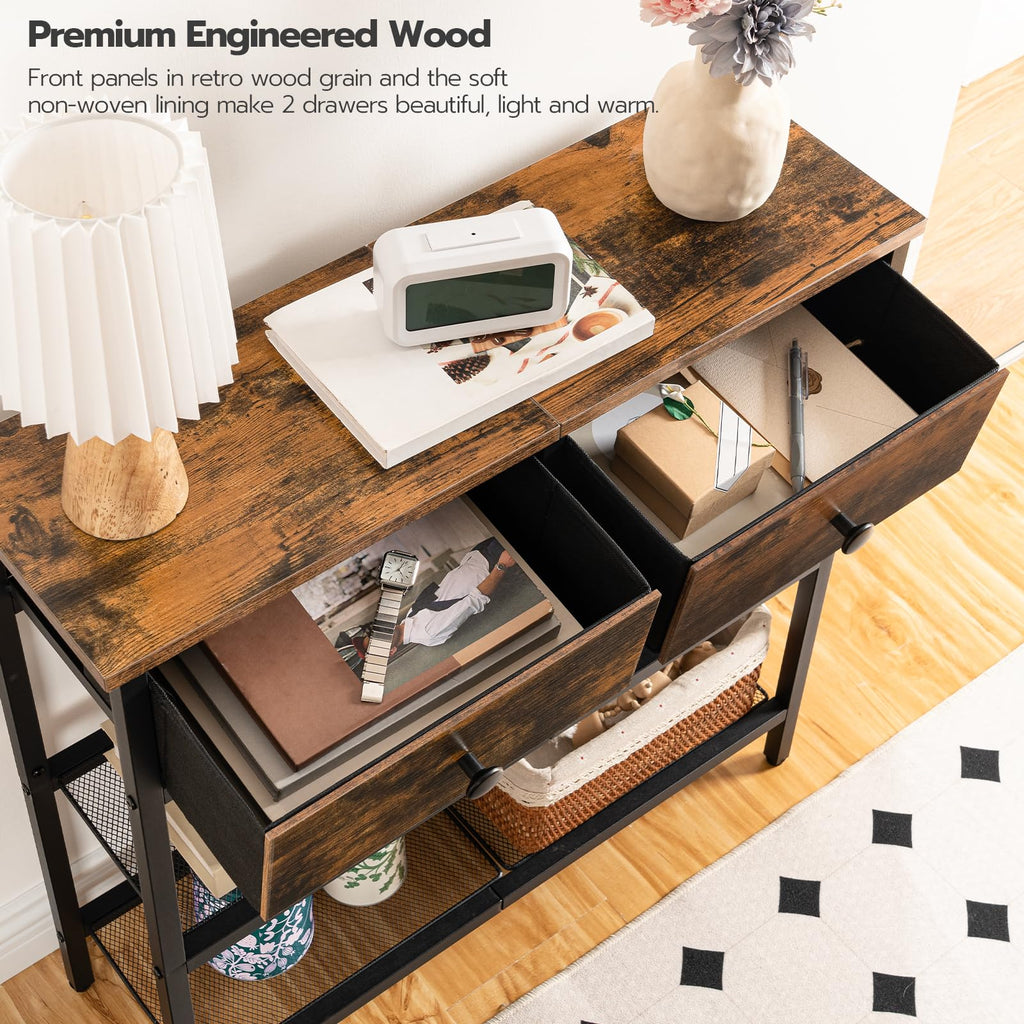 29.5" Narrow Console Table with 2 Fabric Drawers I2703