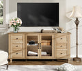 Wood TV Stand for 65 Inch TV with Glass Door O379