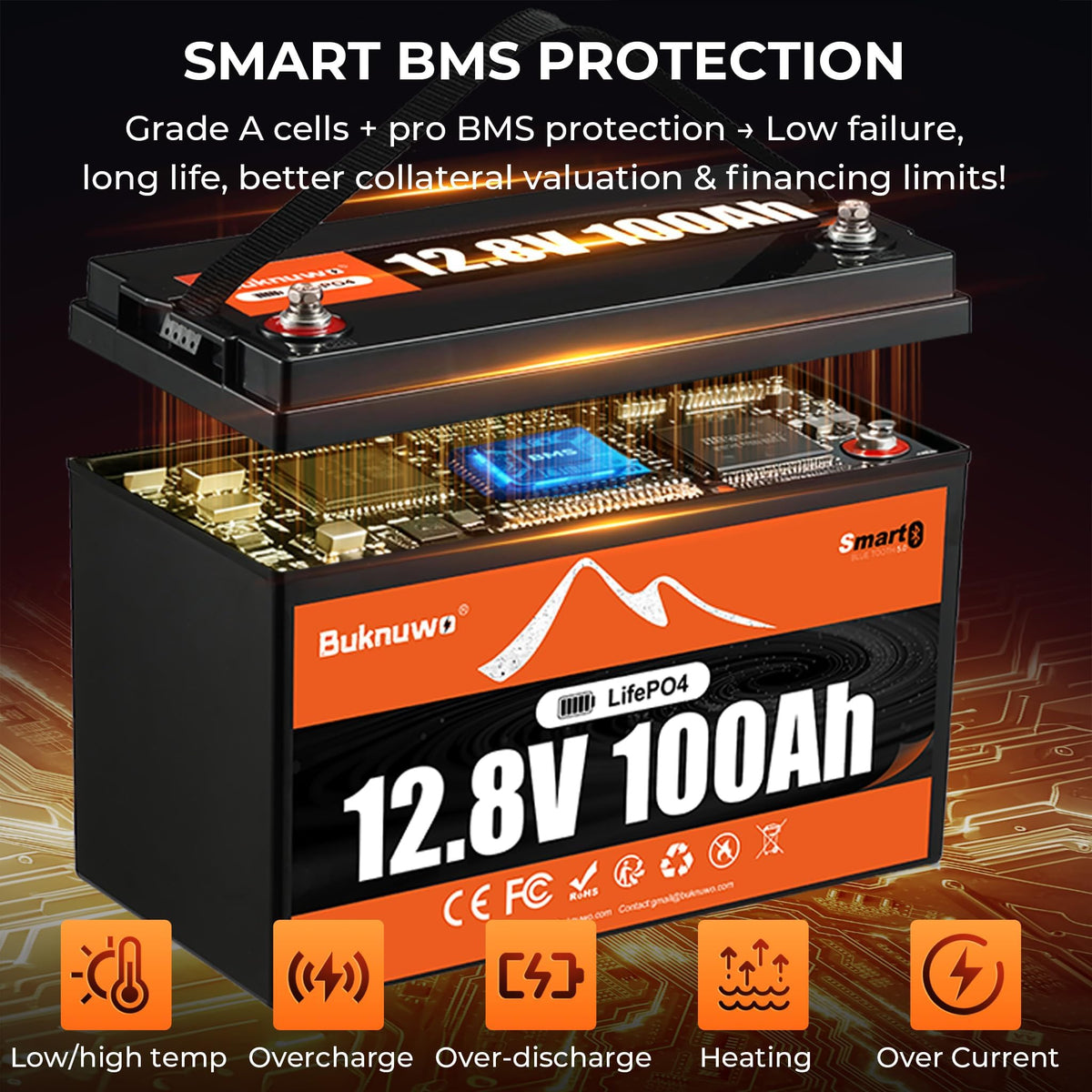 12V 100Ah LiFePO4 Lithium Battery with Bluetooth P685