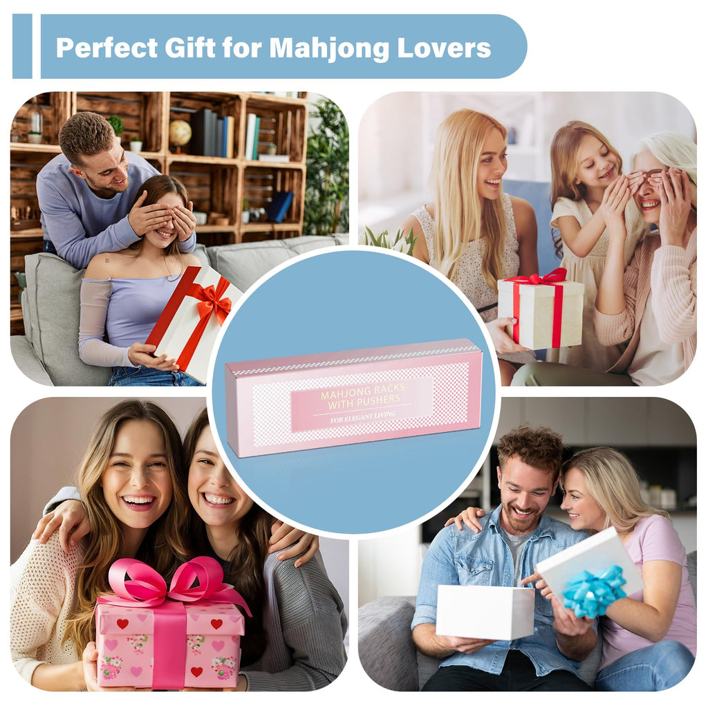 Clear Acrylic Mahjong Racks with Pushers 4-Pack R693