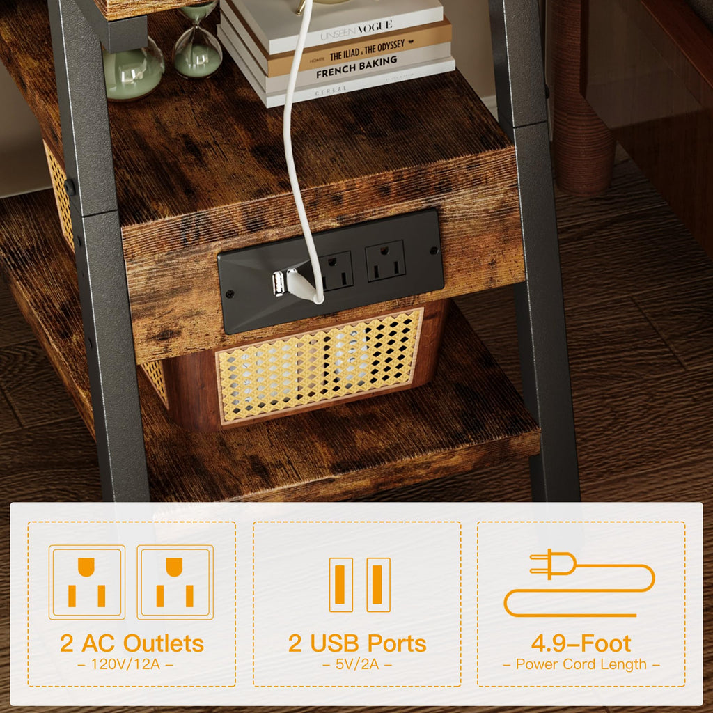 3-Tier Side Table with Charging Station T9429