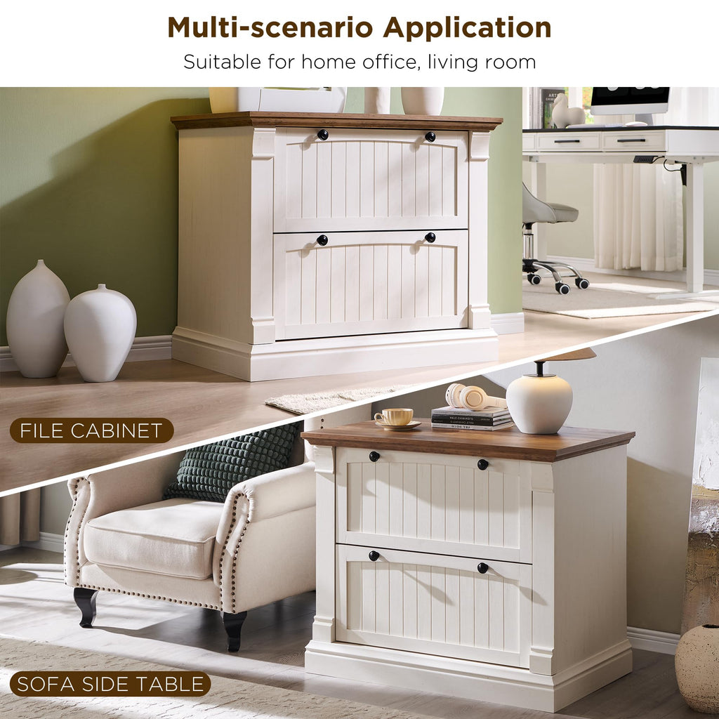 Antique White 2 Drawer File Cabinet C5069
