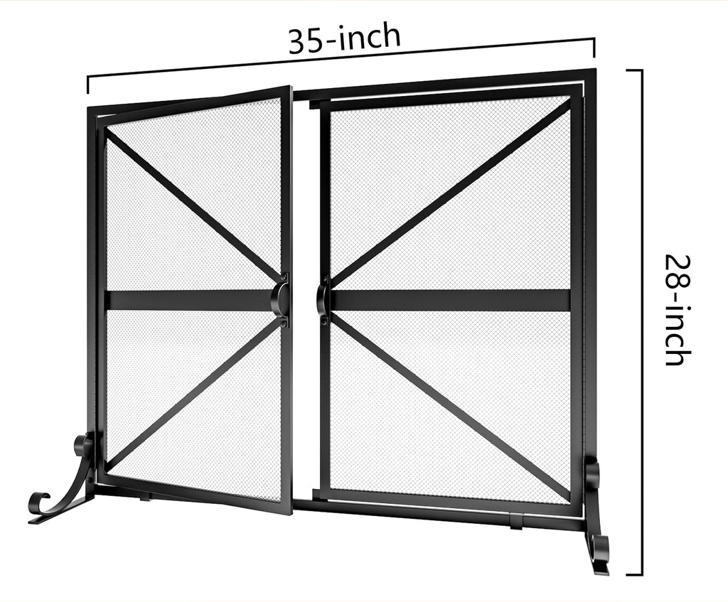 Wrought Iron Fireplace Screen with Doors U97688