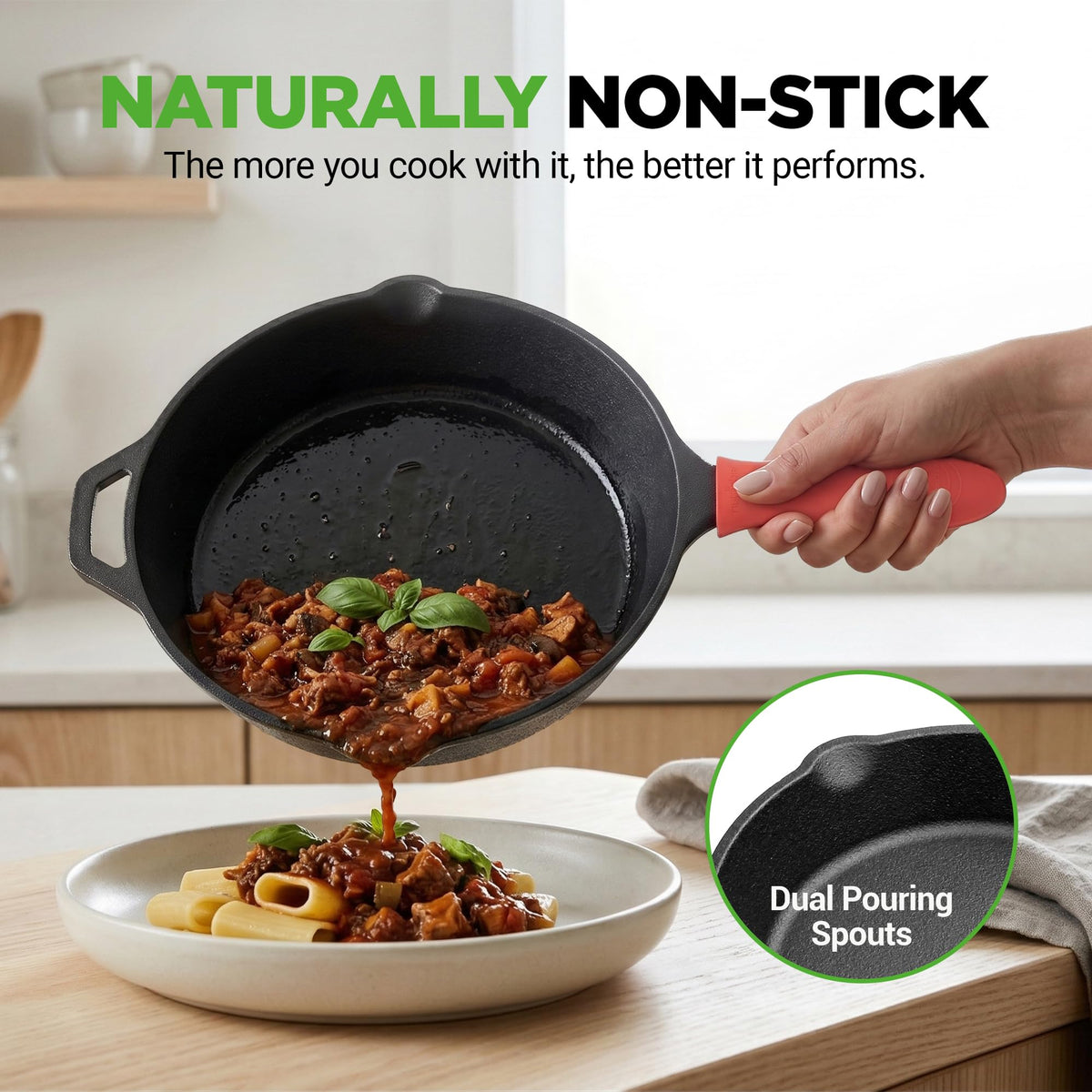 10" Pre-Seasoned Cast Iron Skillet with Glass Lid D213625
