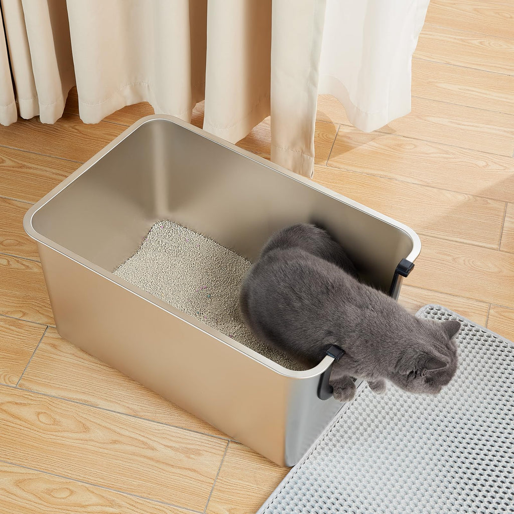 Extra Large Stainless Steel Cat Litter Box with High Sides L686099