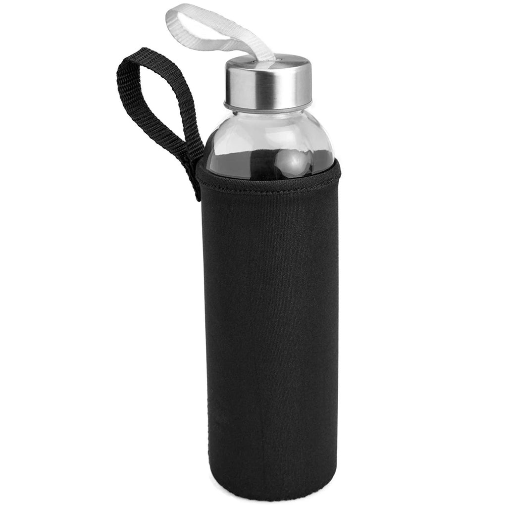 18 Oz Pack of 4 Glass Water Bottles with Lids and Sleeves I457