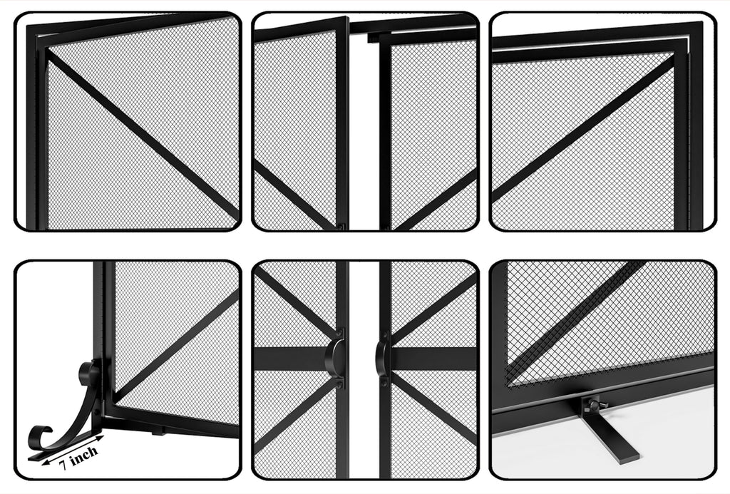 Wrought Iron Fireplace Screen with Doors U97688