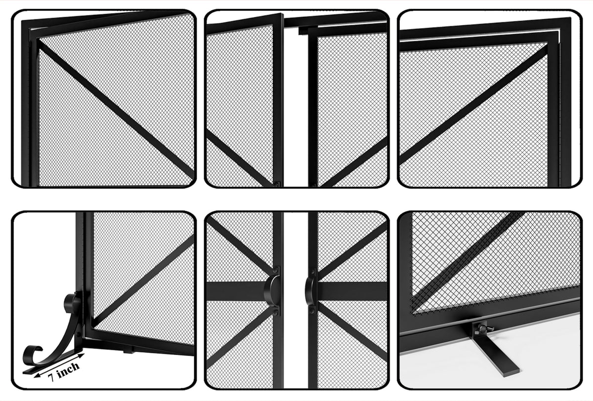 Wrought Iron Fireplace Screen with Doors U97688