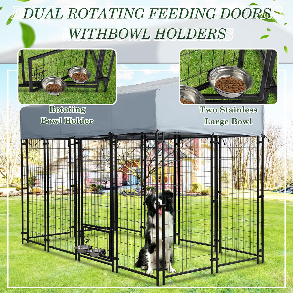 Outdoor Dog Kennel 8x4x5.7 FT Heavy Duty Steel Dog Playpen B1750