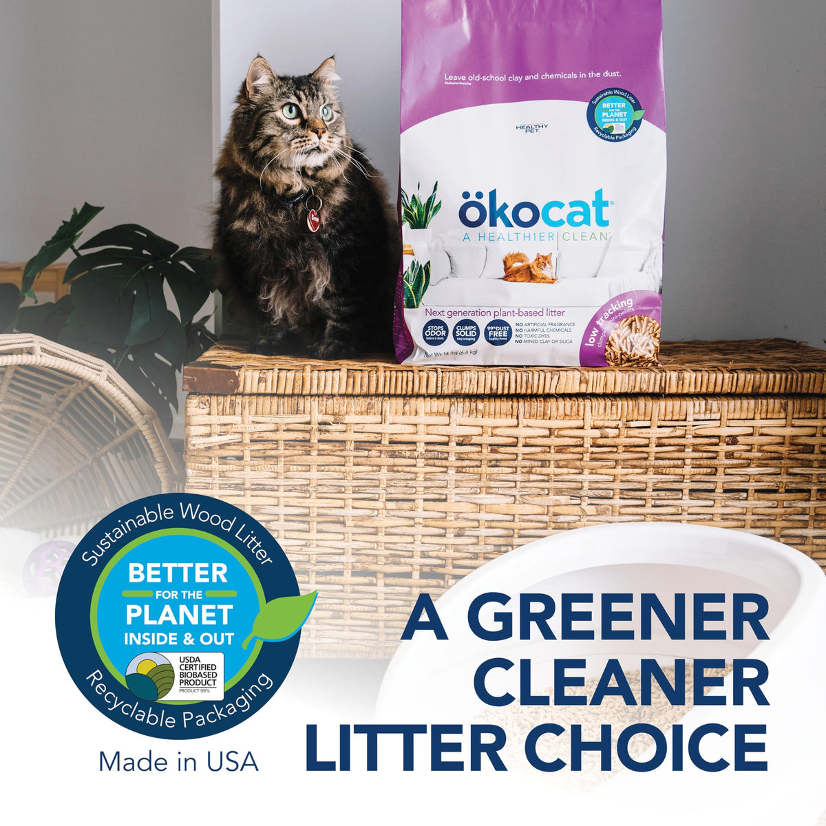 Unscented Wood Clumping Cat Litter Mini-Pellets 18.6 pounds J688
